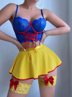 Premium Scarlet Sapphire women’s lingerie back view with playful yellow skirt slit