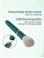 Teal makeup brush with USB charging Massage vibrator