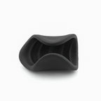 Black silicone men’s stroker with spiral textured design