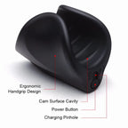 Black silicone men’s stroker with spiral textured design