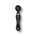 Velvotic Pulse Duo dual-intensity relaxation wand in sleek black with gold accent, designed for full-body comfort and stress relief